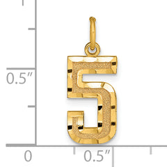 10ky Casted Medium Diamond-cut Number 5 Charm