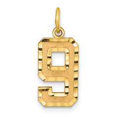 10ky Casted Medium Diamond-cut Number 9 Charm