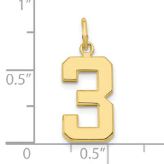 10k Medium Polished Number 3 Charm