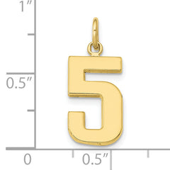 10k Medium Polished Number 5 Charm