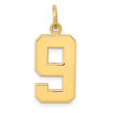 10k Medium Polished Number 9 Charm