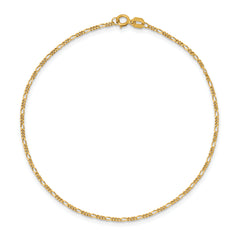 10k 1.25mm Flat Figaro Chain Anklet
