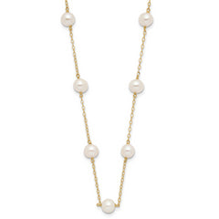 10k 5.5-6.5mm White Near-Round Freshwater Cultured Pearl 12-Station 16 inch Necklace