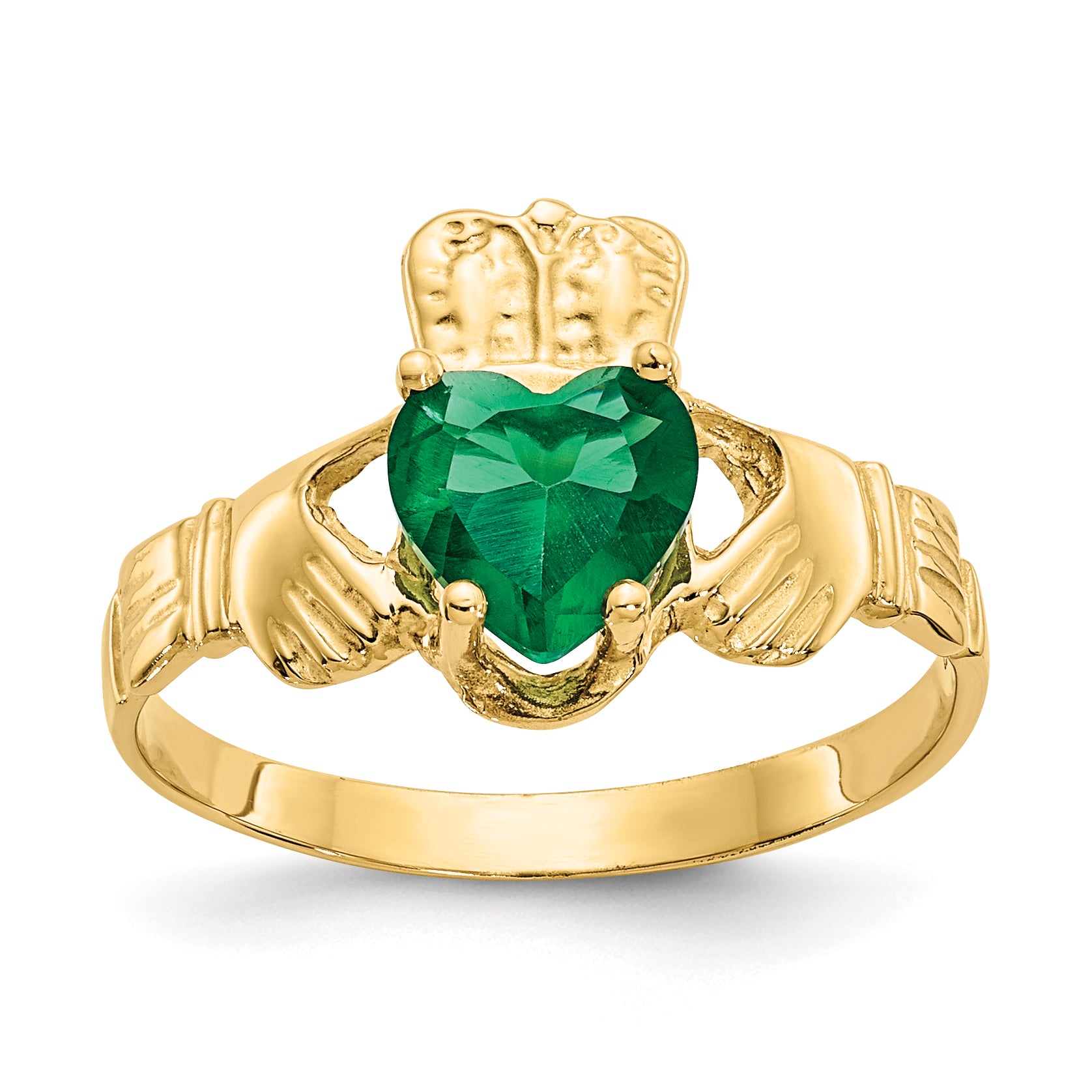 10k May Birthstone Claddagh Ring