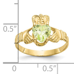 10k August Birthstone Claddagh Ring