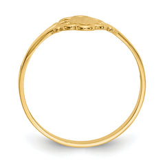 10K Filigree Oval Polished Center Child's Signet Ring