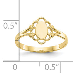 10K Filigree Oval Polished Center Child's Signet Ring
