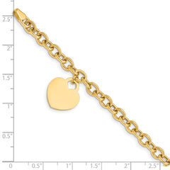 10k Heart Charm Hollow Bracelet