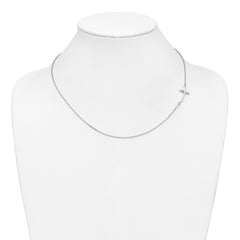 10k White Gold Large Sideways Curved Cross Necklace