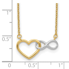 10kY & White Rhodium Heart with Infinity Symbol Necklace