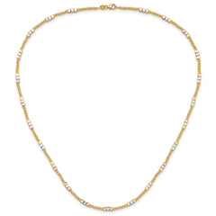 10K Tri-color Diamond-cut Beaded 18in Necklace