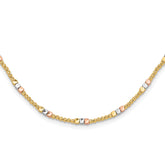 10K Tri-color Diamond-cut Beaded 18in Necklace