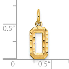 10ky Casted Small Diamond-cut Number 0 Charm