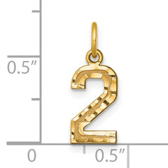 10ky Casted Small Diamond-cut Number 2 Charm