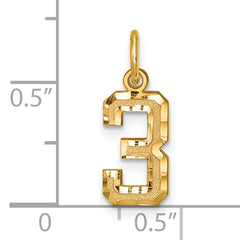 10ky Casted Small Diamond-cut Number 3 Charm