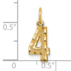10ky Casted Small Diamond-cut Number 4 Charm