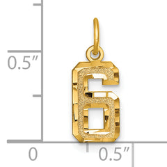 10ky Casted Small Diamond-cut Number 6 Charm
