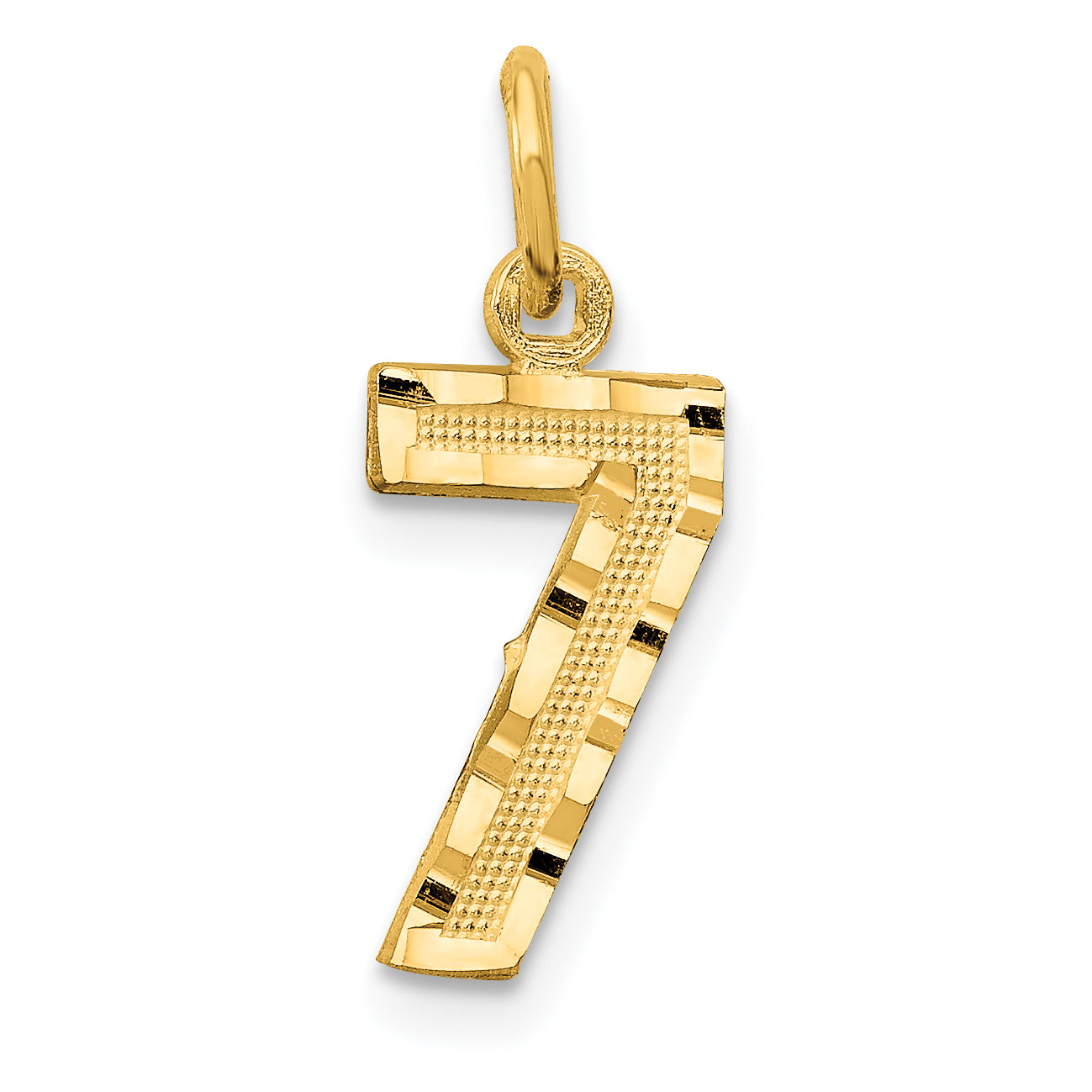 10ky Casted Small Diamond-cut Number 7 Charm