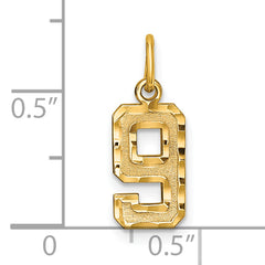 10ky Casted Small Diamond-cut Number 9 Charm