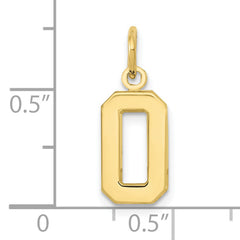 10k Small Polished Number 0 Charm