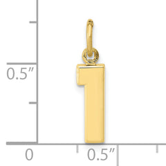 10k Small Polished Number 1 Charm