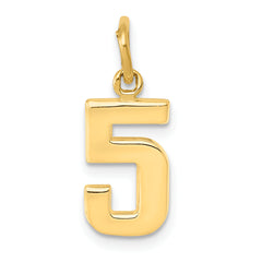 10k Small Polished Number 5 Charm