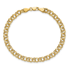 10k Lite 5mm Diamond-cut Double Link Charm Bracelet