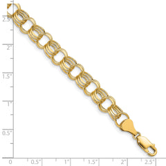 10k Lite 8mm Triple Link Charm Bracelet