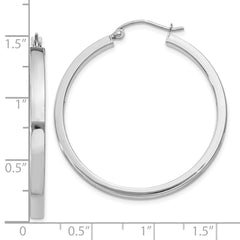 10k White Gold 2x3mm Rectangle Tube Hoop