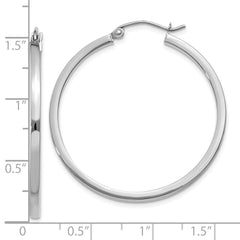 10k White Gold 2mm Square Tube Hoops