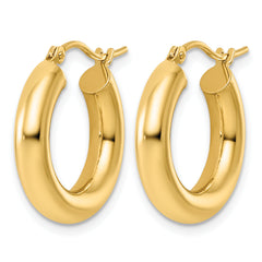 10k Polished 4mm Tube Hoop Earrings
