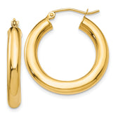 10k Polished 4mm Lightweight Tube Hoop Earrings