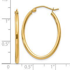10k Oval Polished Hoop Earring