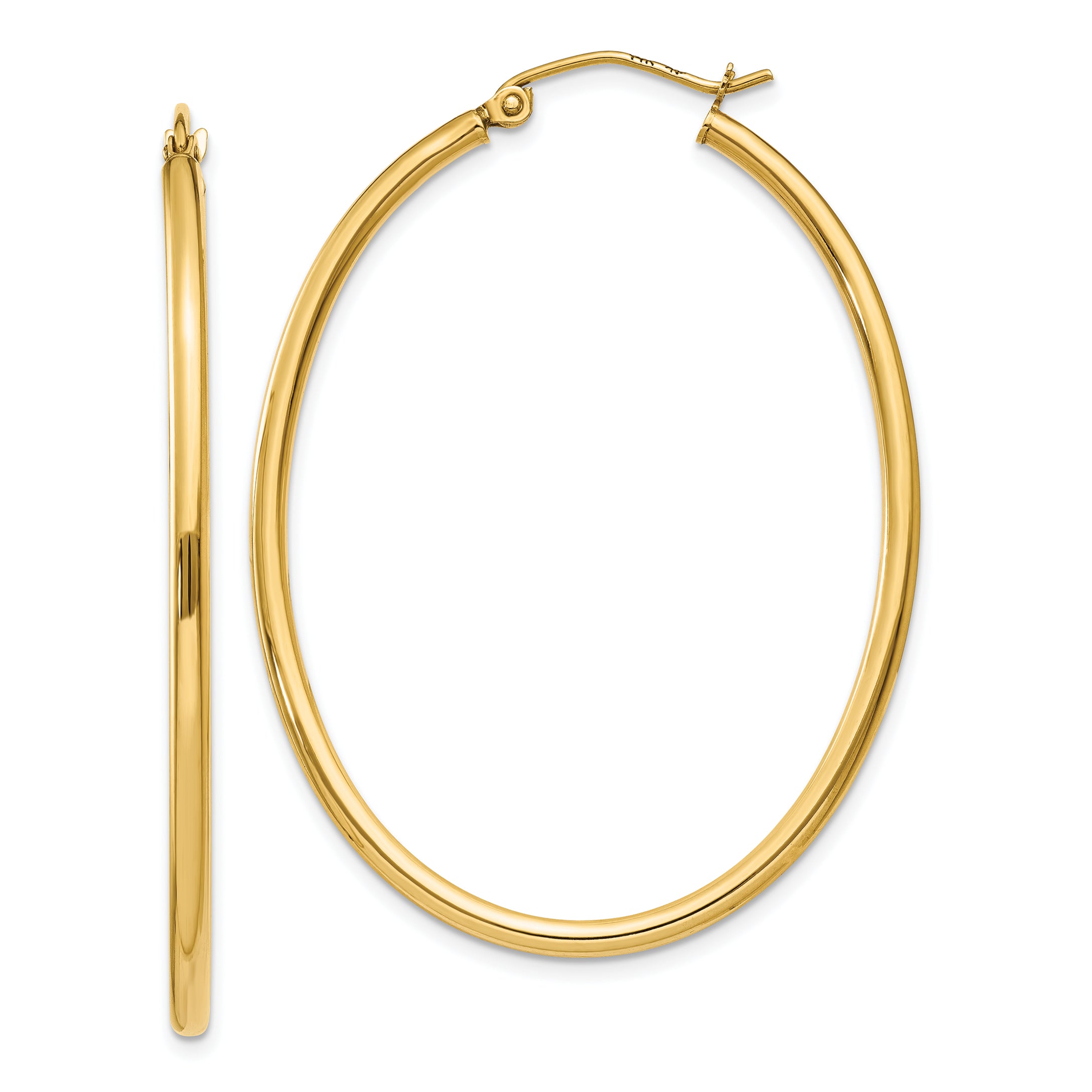 10k Oval Polished Hoop Earring