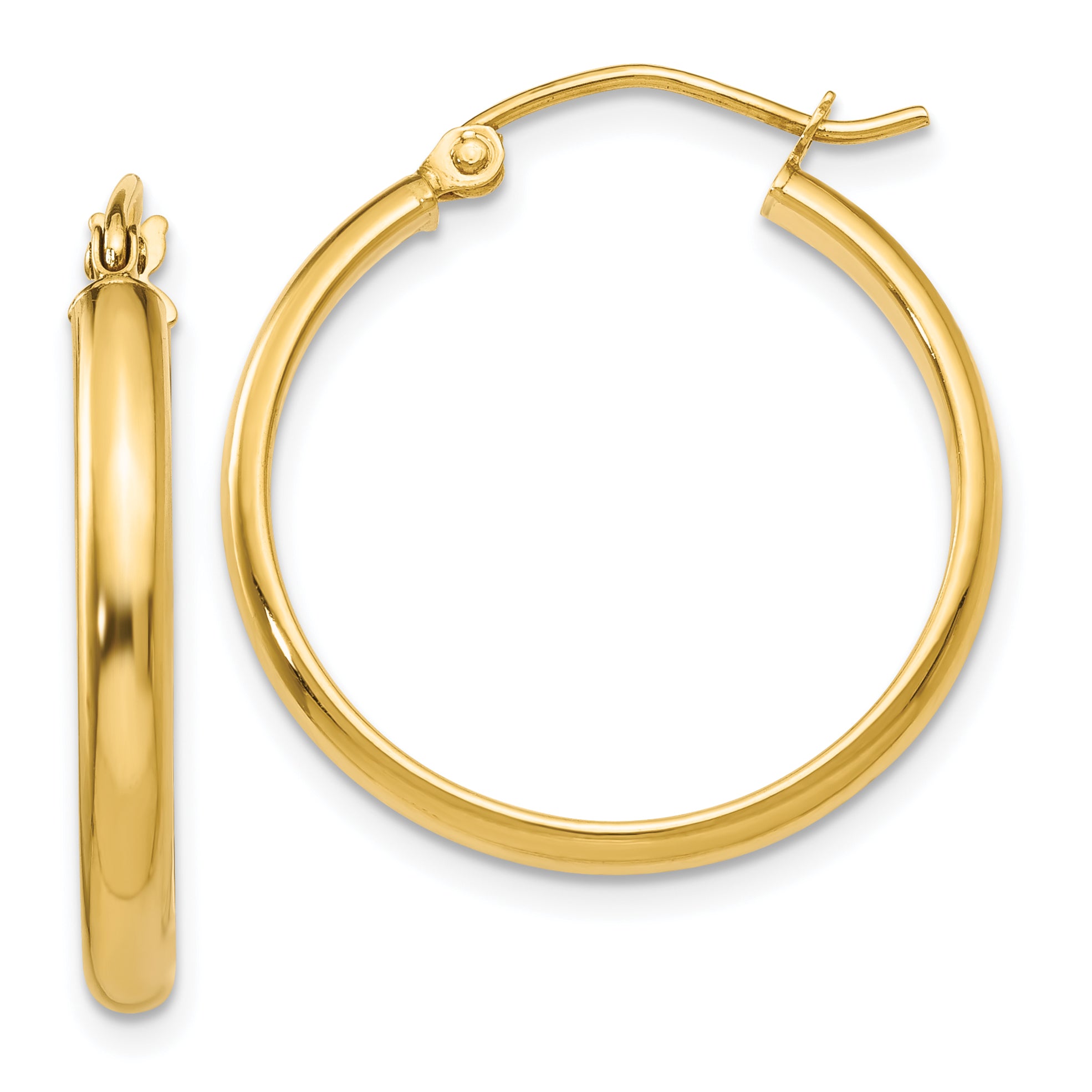 10k Round Tube Hoop Earrings