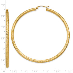 10k Diamond-cut 3mm Round Hoop Earrings