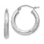 10k White Gold Satin & Diamond-cut 3mm Round Hoop Earrings