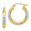 White & Rose Hoop Earrings in 10K Yellow Gold, 21mm Diamond-Cut - Sophia Jewelers
