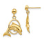 Dolphin Jumping Through Hoop Stud Dangle Earrings in 10K Yellow Gold - Sophia Jewelers