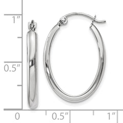 10k White Gold Polished 2.75mm Oval Tube Hoop Earrings