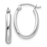 10k White Gold Polished 2.75mm Oval Tube Hoop Earrings