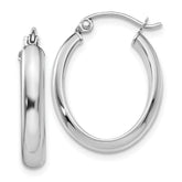 10k White Gold Polished 3.75mm Oval Tube Hoop Earrings