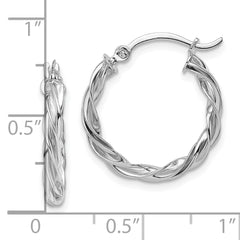 10k White Gold Polished Twisted Hoop Earrings
