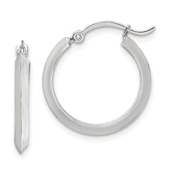 10k White Gold Polished Hoop Earrings