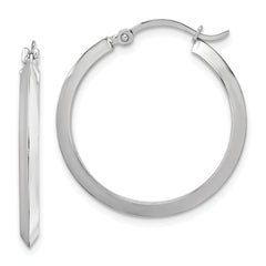 10k White Gold Polished Hoop Earrings