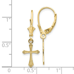 10k Cross Leverback Earrings