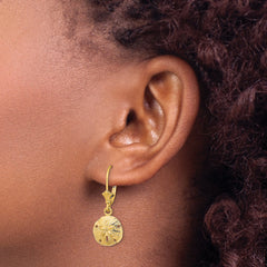 10K Polished Sand Dollar Leverback Earrings