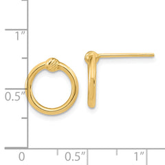 10k Polished & D/C Circle Post Earrings