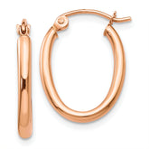10k Rose Gold Oval Hoop Earrings