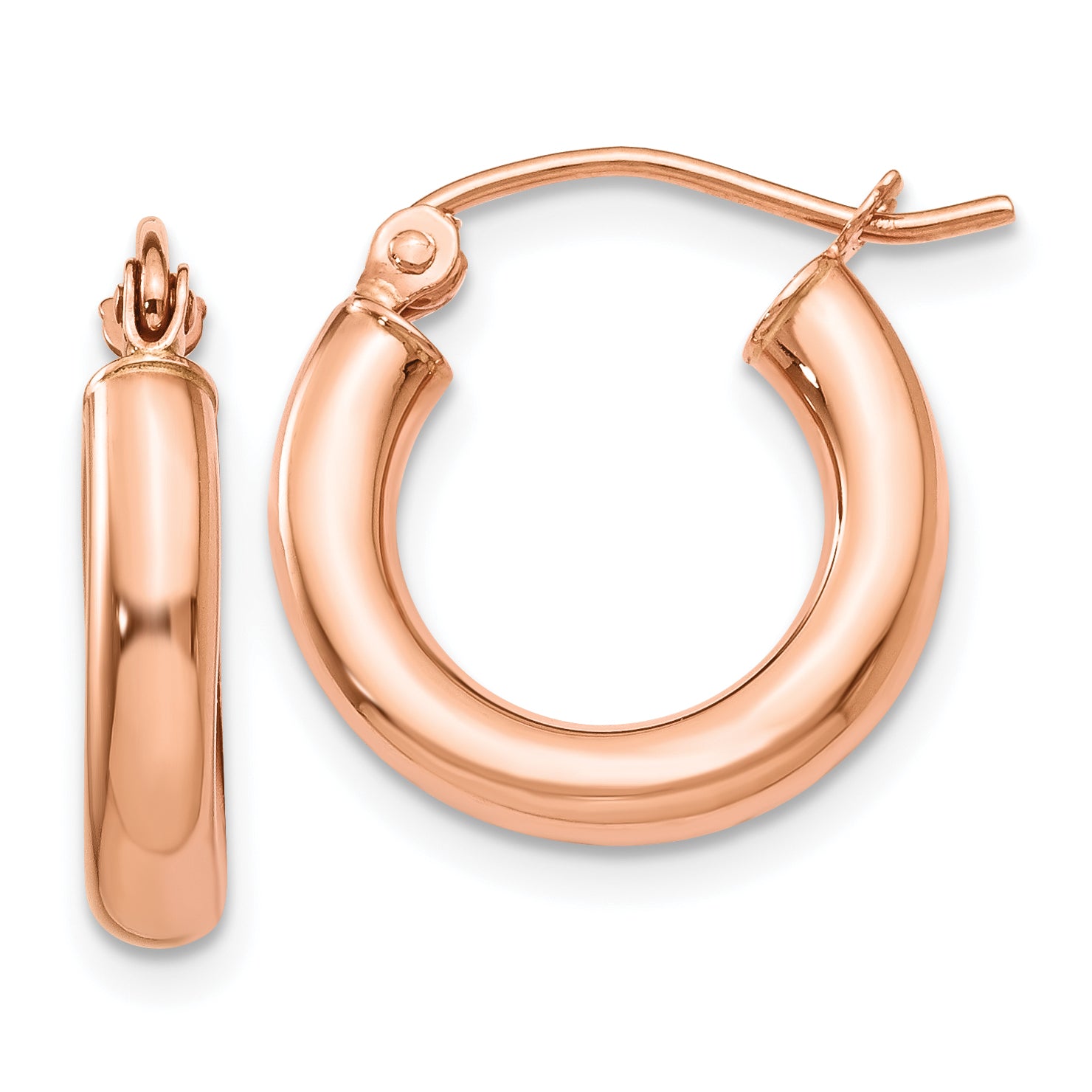10k Rose Gold 2mm Polished Hoop Earrings